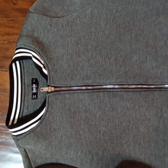 SHEIN Grey Crew Neck Zip Up Scuba Jacket Size Small - Picture 2 of 5
